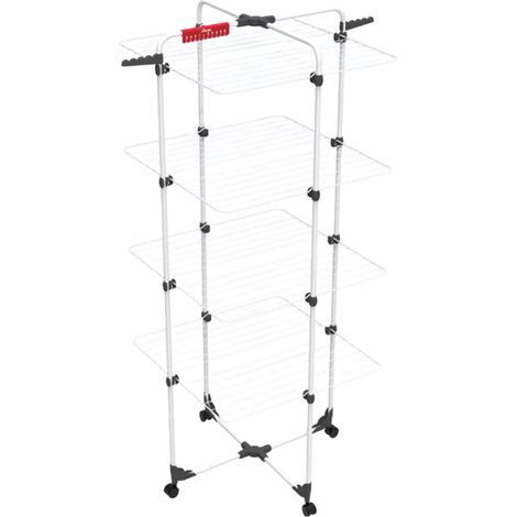 Stendibiancheria in acciaio 4 ripiani verticale a torre con 40mt lineari per stendere Modular 4