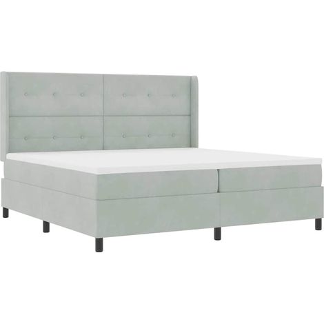 Letto a molle con testiera Grigio chiaro 200 x 200 cm Velluto vidaXL (1/5)
