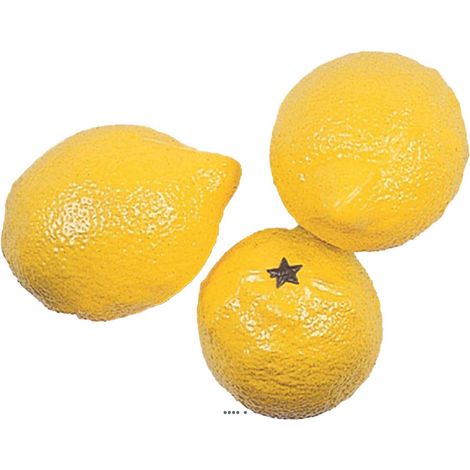 Citron jaune artificiel luxe en lot de 3 Plastique soufflé H 80x60 mm (1/3)