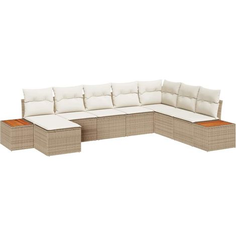 Garden Sofa Set with Cushion 8 pcs Beige Poly rattan vidaXL (1/5)