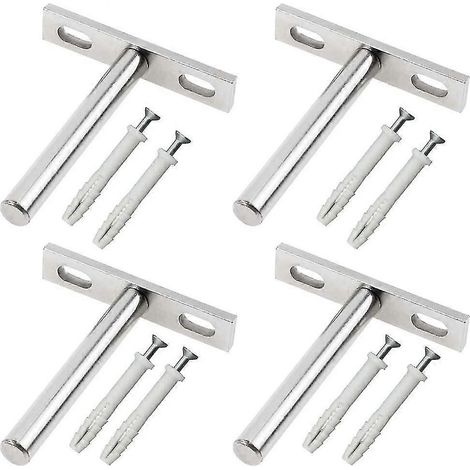 Supports métalliques pour étagère flottante de 79 mm, supports muraux invisibles en bois, 4 pièces. (1/5)