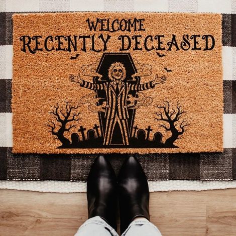 Paillasson Halloween Effrayant Original Famille Addams 60x90cm Tapis Bienvenue Déco Porte Entrée Extérieur Antidérapant