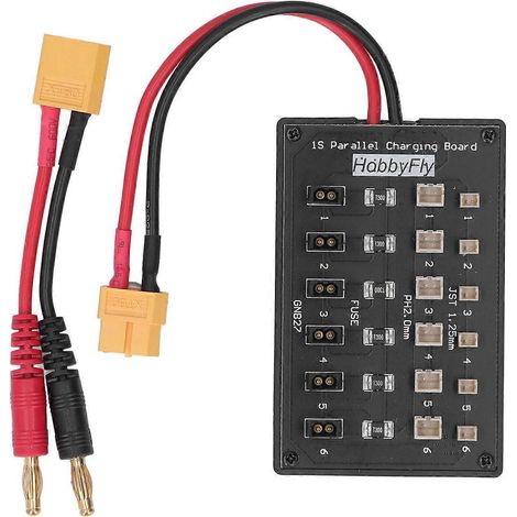 Paralleles Ladeboard 6-Kanal XT60 Balanced-Ladeboard mit 4,0-mm-Bananensteckerkabel für Lithium-Ionen-Akkus