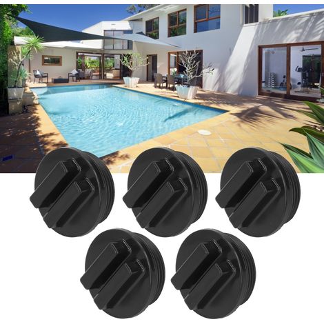 Winterverschlussstopfen G1 1/2" mit Außengewinde, 5 Stück, für Whirlpools und Pools, schwarzer Kunststoff, mit O-Ring-Dichtung (1/5)