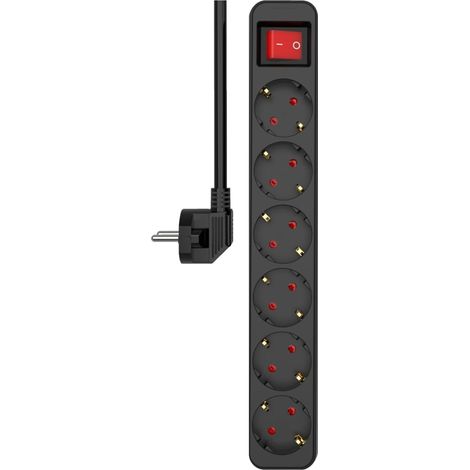 ELRO ES106 - Ciabatta elettrica a 6 prese con interruttore e cavo da 1,5 m, sicurezza bambini, spina Schuko, max. 3680 W, certificazione TÜV, colore: Nero (1/5)