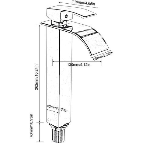 Grifo mezclador de lavabo tipo cascada, grifo mezclador de caño plano para fregadero, grifo de baño con agua fría y caliente, estilo cromado moderno (parte superior, dorado) 750 g (1/3)