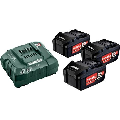 Metabo basic set 3x Li-Power batería 18 V 4.0 Ah CAS Li-Ion + cargador ASC 55 ( 685049000 )