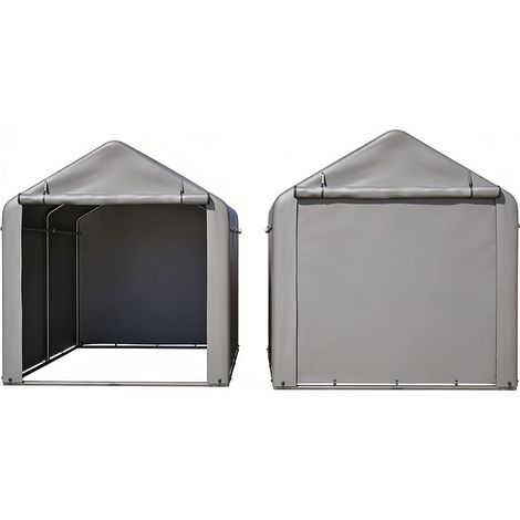 2er-Set  grauer Fahrrad-Garage 160x220x165 cm mit Rolltor Schwarzes Stahlgestell pulverbeschichtet wetterfestes PE Outdoor-Schuppen für Fahrrad & Gartengeräte – ideal für Garten, Terrasse & Hof