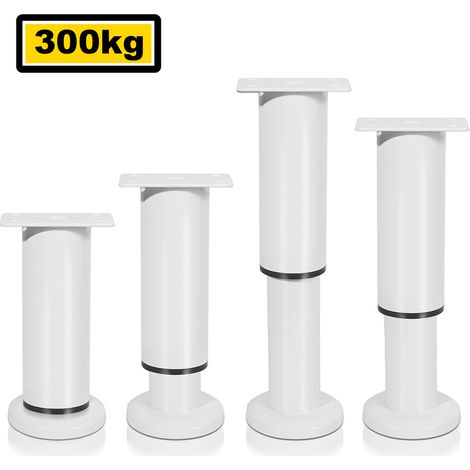 Wolketon 4X Möbelfüße 18-30cm Dehnbar（Weiß） Sockelfüße Stützfuß Schrankfuß Verstellbar Hotel Sockelfüße Füße