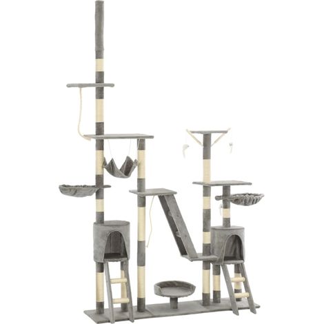 vidaXL Albero per Gatti con Tiragraffi in Sisal 230-250 cm Grigio (1/5)