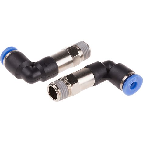 Adaptateur fileté coudé RS PRO vers Enfichable 4 mm R 1/8 Mâle ( Prix pour Paquet de 10 )