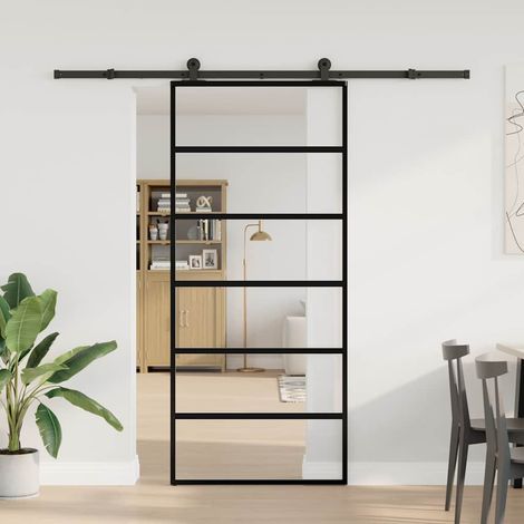 Maison Exclusive - Schiebetür mit Beschlag 90x205 cm ESG-Glas & A