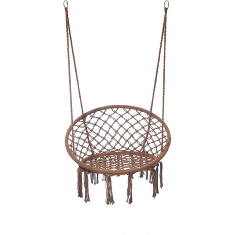 Fauteuil Suspendu Rebecca Mobili Astelia 120x80x60 Polycoton Acier Marron Boho