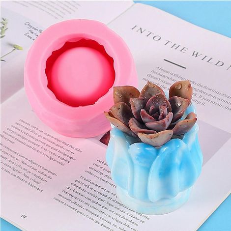 Moule en silicone 3D pour pots de fleurs succulentes, vases et décorations pour gâteaux et chocolats à faire soi-même (1/4)