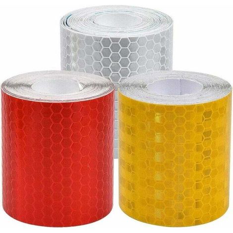 Ruban réfléchissant, ruban de sécurité, 3 rouleaux de ruban d'avertissement, autocollants réfléchissants pour véhicules, casques de vélo et de moto, 3 couleurs, 5 cm x 3 m. (1/4)