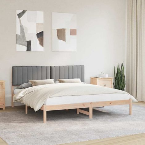 vidaXL Estructura de Cama con Cabecera Tapizada Gris Claro (1/5)