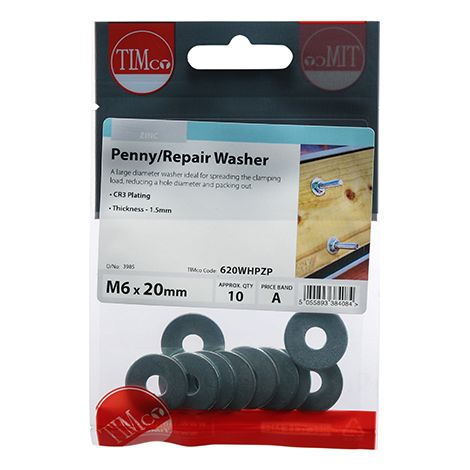 TIMCO Penny / Repair Washers DIN9054 Silver - M6 x 20