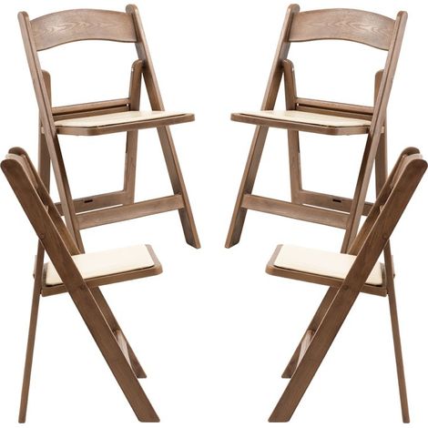 Sillas Plegables - Pack 4 Sillas Gala Plegable con Cojín efecto Madera - Roble Claro