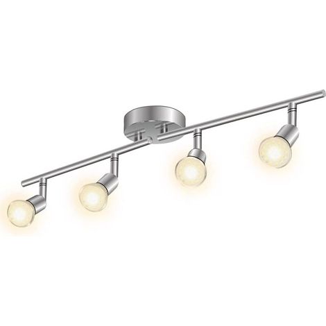 Plafonnier LED 4 Spots,Spot de Plafond Orientable,avec 4x3W Ampoules LED GU10,Lumière Blanche Chaude 3000K,Luminaire Plafonnier pour Chambre Cuisine,Salon Salle à Manger,Couloir (1/5)