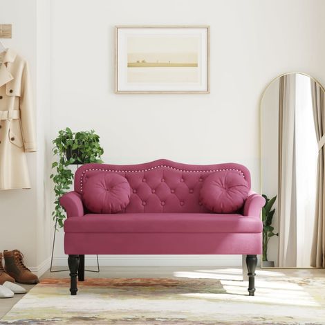 Sitzbank mit Kissen Weinrot 120,5x65x75 cm Samt vidaXL