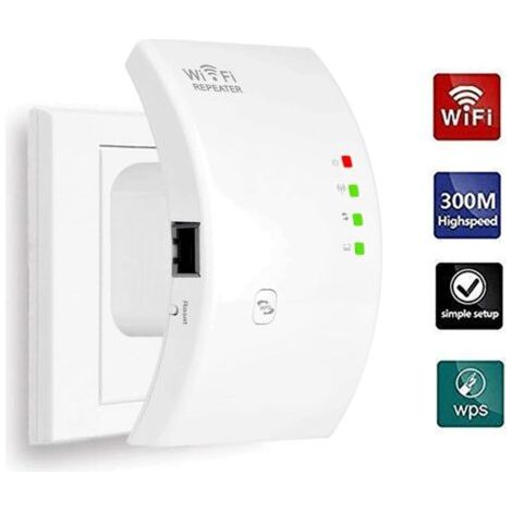Répéteur WiFi Amplificateur WiFi Puissant N300,2.4GHz WiFi Repeteur avec 1 Port Ethernet,Intégrées Norme IEEE 802.11 b/g/n,Compatible avec Tous Les Routeurs,Facile à Installation (1/5)