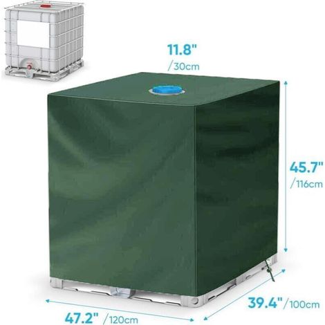 (116 x 100 x 120 cm, vert) Housse de protection extérieure pour réservoir d'eau, protection UV et anti-poussière, couvercle de réservoir