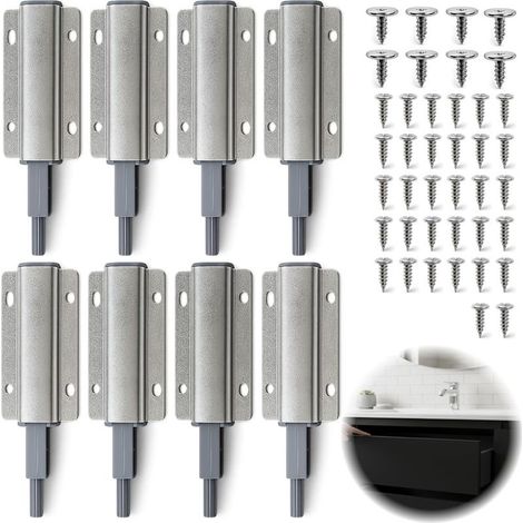 Lot de 8 Poussoir Push to Open, Poussoirs Push to Open Magnétiques pour Porte de Placard et Tiroir, Loquet à Ressort avec Aimant Intégré, Fermeture Sans Poignée pour Meuble Cuisine Armoire (1/5)