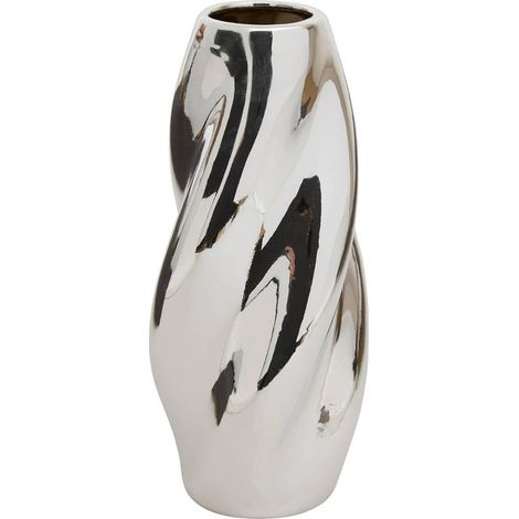 Vase Design Torsadé en Dolomite "Sky" 21cm Argent