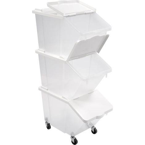 Bacs à ingrédients 30 L + couvercles + 4 roues - Lot de 3 - Gilac