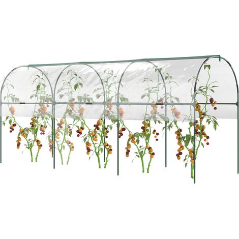 Serre de jardin tomates 4 arceaux acier bâche PVC imperméable 4×1,23×1,71m vert