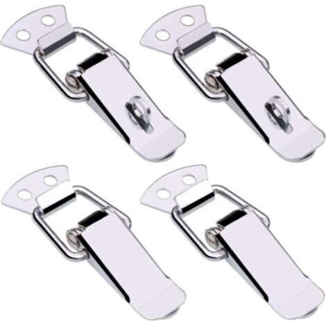 Chiusura a sgancio rapido regolabile in acciaio inox, morsetto a leva in acciaio inox, tenditore, serratura per scatole, cassette degli attrezzi, cassetti, set da 4 pezzi, 90 x 32 mm