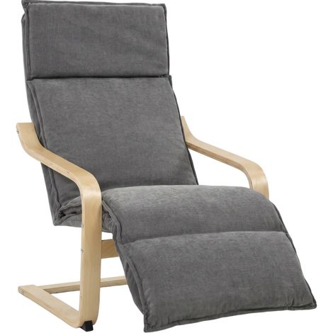Relaxsessel mit Fußstütze aus dunkelgrauem Polyester mit Schaukelfunktion (1/2)
