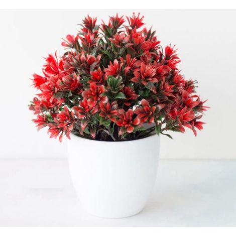 Fleur Artificielle - Bonsai Plastique Rouge - Décoration Intérieure Extérieure - Hauteur 20 cm - 1 Pièce (1/2)
