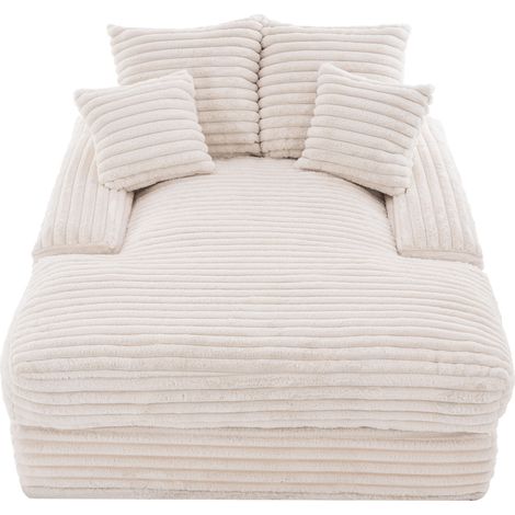 Cord Relaxliege Beige mit 4 Kissen, ohne Montage, 137 x 175 x 63 cm (1/5)