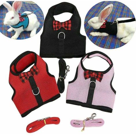 Harnais pour petits animaux Laisses Hamster Lapin Chat Furets Écureuil Rat Gilet Vêtements (1/4)