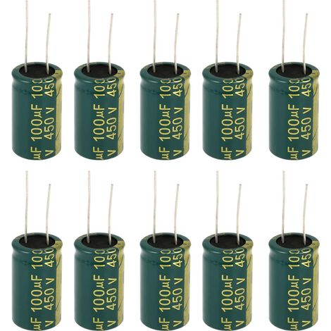 10pcs Condensateur Électrolytique Radial 100µF 450V - Condensateur Aluminium 100uF 450V, Pour Alimentation, Électronique, Bricolage (1/5)