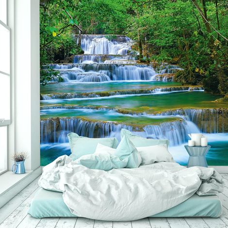 Fototapeta Murale Verde Cascata nella Giungla Tropica 274x254 cm (1/5)