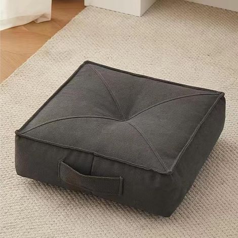 (Gris foncé, 50 x 50 x 15 cm) Coussin rehausseur de siège de 15 cm d'épaisseur, carré en coton, convient aux fauteuils, aux voitures et aux bureaux. (1/5)