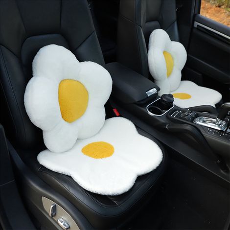 Rutschfestes Autositzkissen, weicher und warmer Plüsch, niedliches Blumenmuster, bequemer Vordersitz, rutschfest. (1/5)