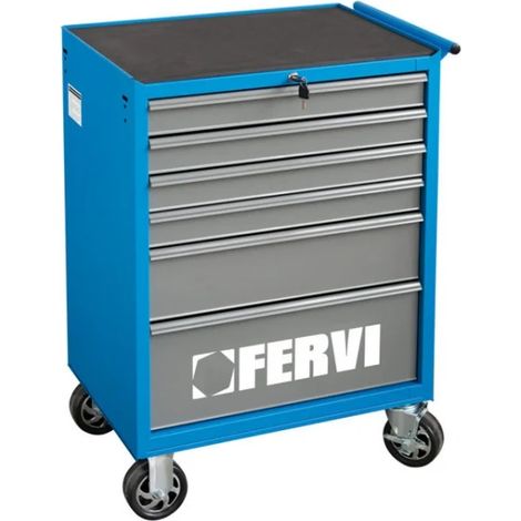 Fervi C900CA Cassettiera mobile 6 cassetti con assortimento 290 Pz.