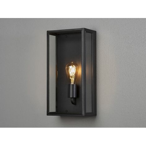 Große Außenwandlaterne CARPI Stahl Schwarz mit Klarglas, Höhe 40cm (1/5)