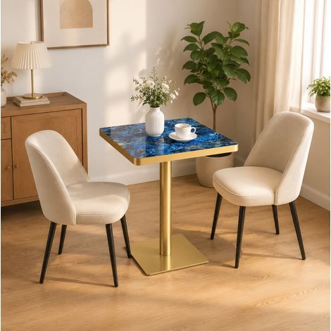 Table de salle à manger 60x60x74 cm en MDF et métal bleue, gain de place, moderne FloraGrace (1/5)