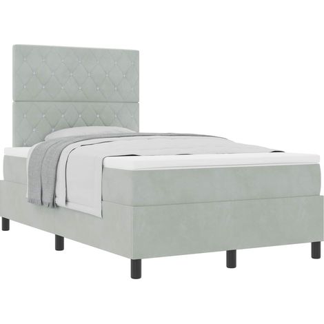 Maison Exclusive - Lit à ressorts avec matelas Gris clair 120 x 190 cm Velours (1/5)