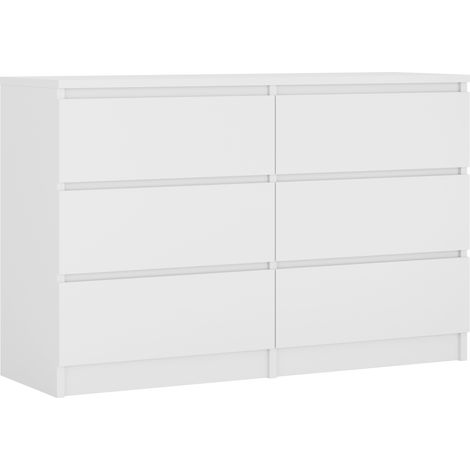 Commode 6 Tiroirs : Blanc Mat, 120 x 39 x 79 cm (1/5)