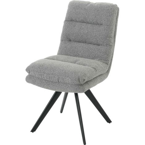 Chaise de salle à manger HWC-G66, chaise de cuisine pivotante Auto-Position Tissu/Textile Bouclé MVG gris clair (1/2)
