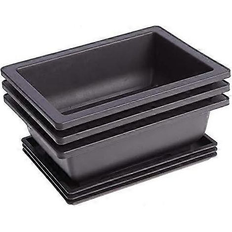Lot de 10 pots de culture pour bonsaï avec soucoupe en plastique, 16,5 x 12 cm, pour jardin, cour, chambre ou balcon. (1/4)