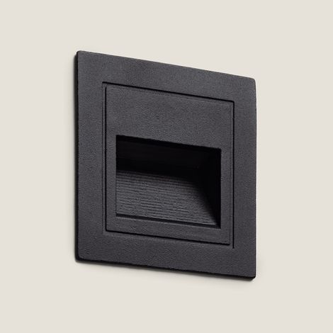 Baliza Exterior LED 3W Empotrable Pared Cuadrado Aluminio Olite 2700K Negro Blanco Cálido
