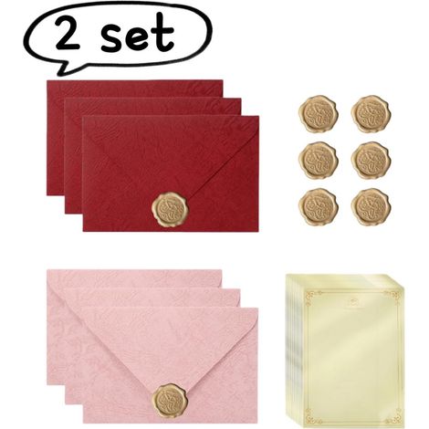 Lot de 2 enveloppes ensemble enveloppes et papier à lettres motif bois rose fleur de cerisier rouge 3 enveloppes plus 8 feuilles kraft lignées plus 3 tampons de sceau de cire matériau de cire couleurs (1/5)