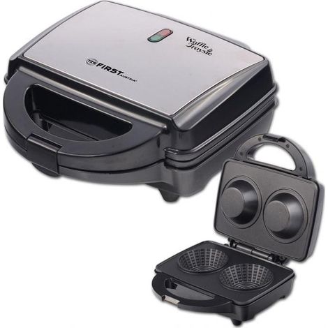 First Austria Waffeleisen schwarz und silber 600 Watt