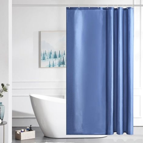 Rideau de douche textile 120x180 cm bleu clair, imperméable et anti-moisissure (1/5)
